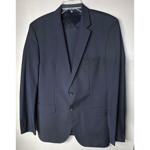Hugo Boss Navy Blue‎ Tiny Plaid 2 vent Wool Lightweight Blazer
